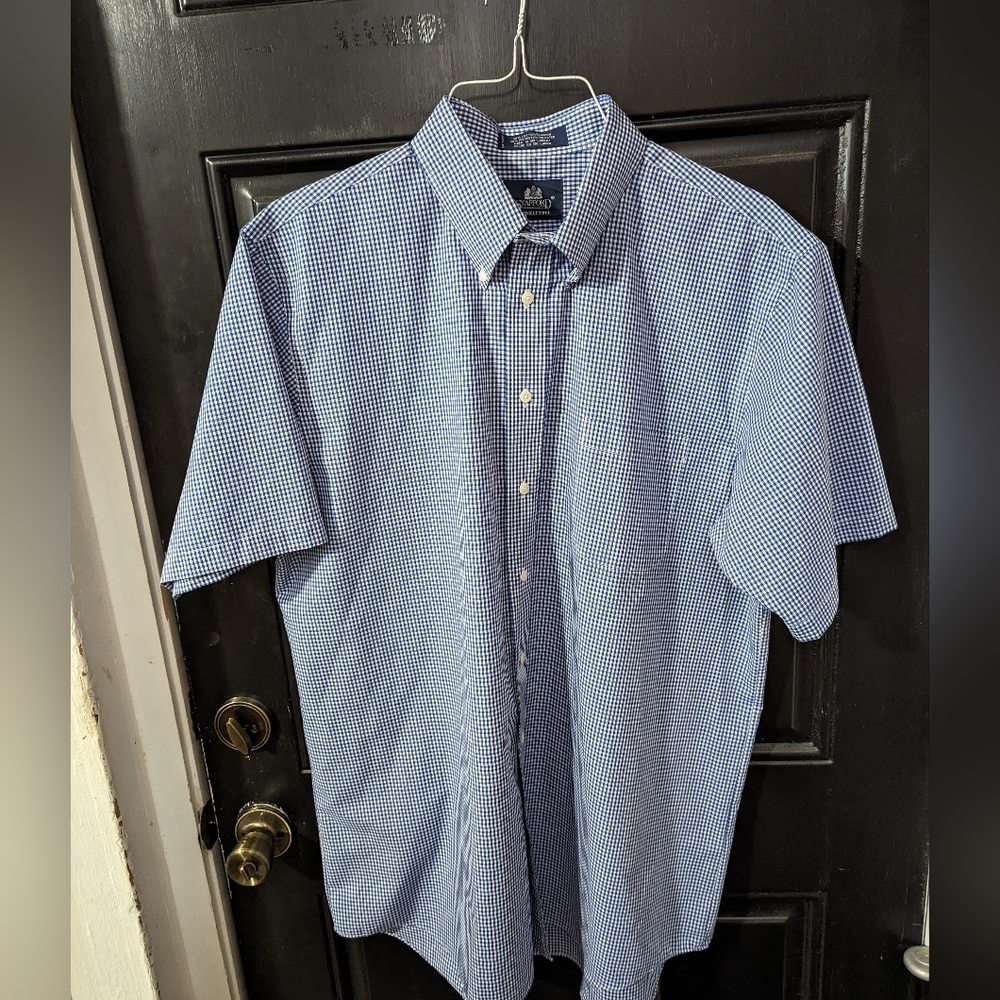 XXSOLDXXStrafford Men's Button Down Shirt Short Sleeve 100% Cotton Size 17 Plaid - Picture 4 of 9